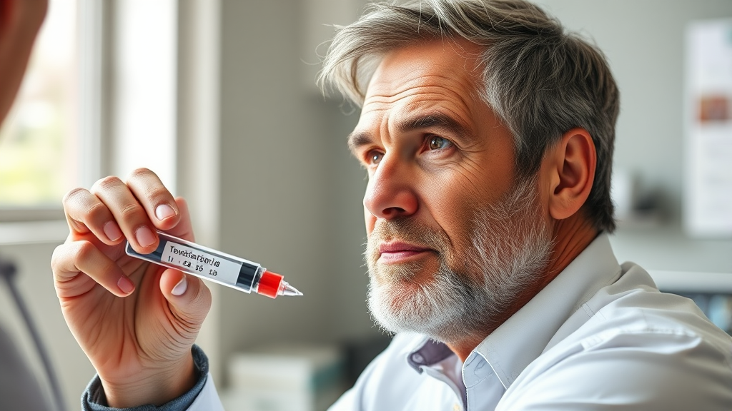 남성 갱년기 병원 진단과 치료 (realistic 스타일)