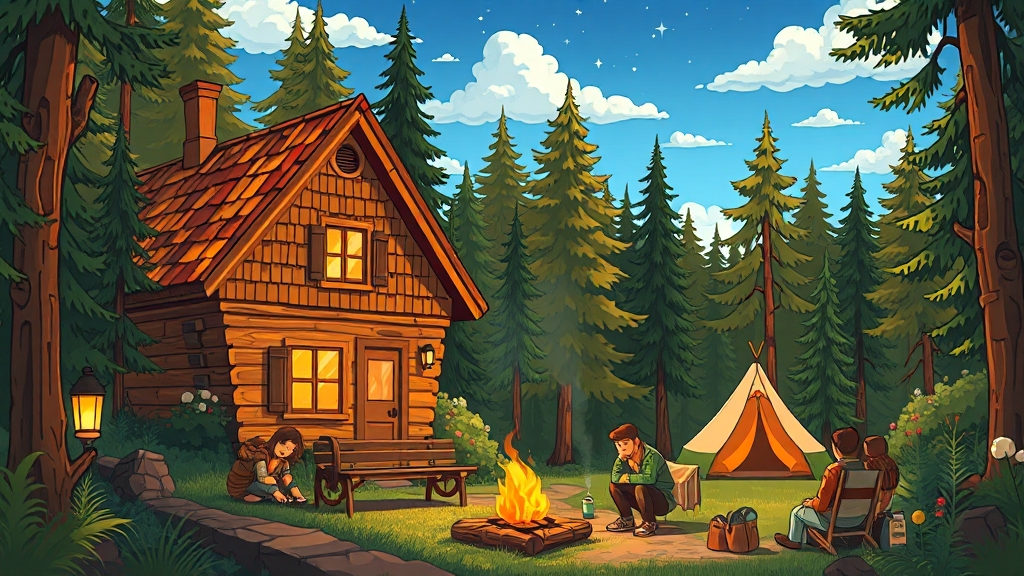 휴양림 시설 완벽 정리 (cartoon 스타일)