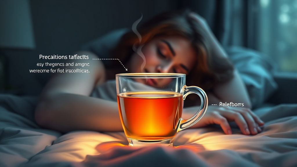 불면증 차 섭취 시 주의사항 및 부작용 (realistic 스타일)