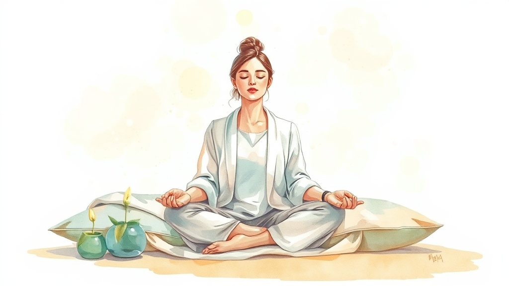 턱관절 건강 생활 습관 (watercolor 스타일)