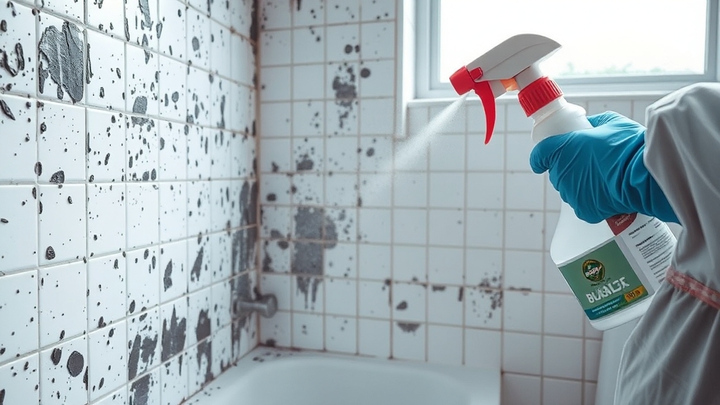 락스 활용 곰팡이 제거 방법 (realistic 스타일)