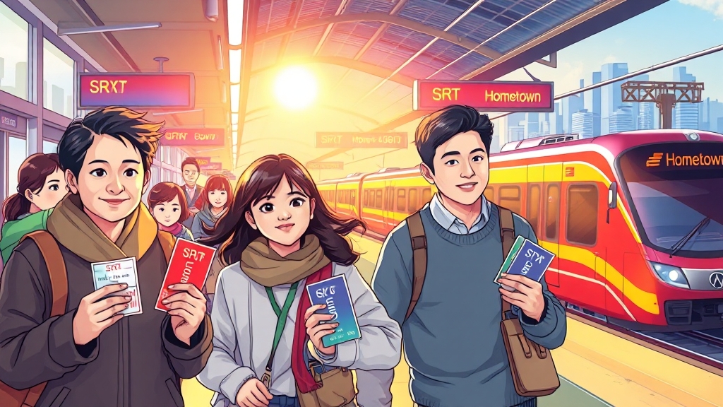 추석 예매: KTX, SRT, 버스 총정리 (illustration 스타일)