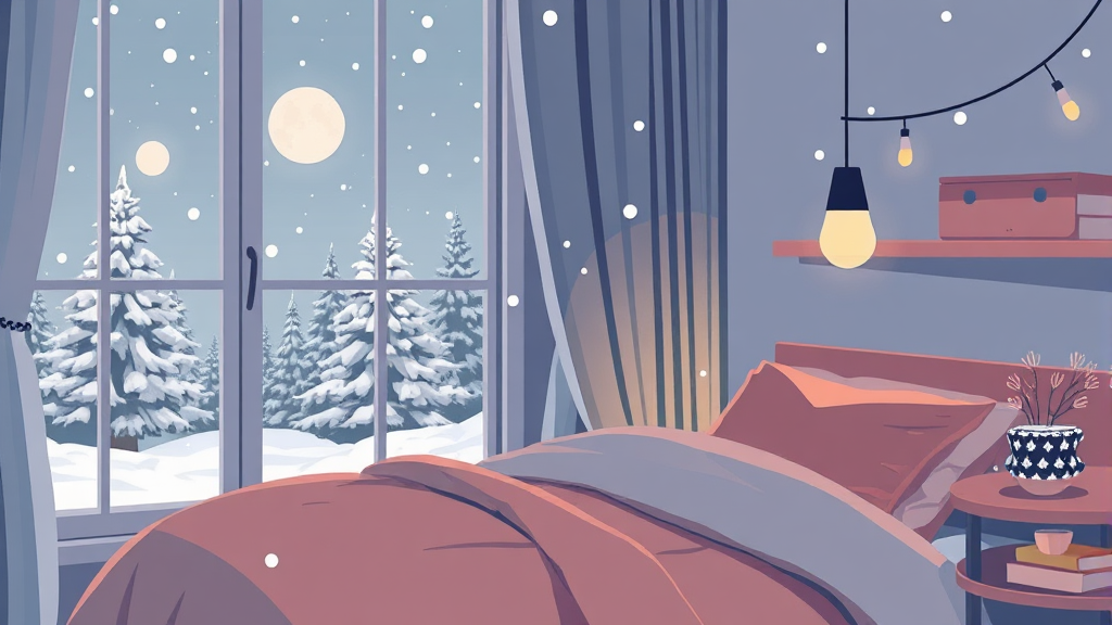겨울철 수면 문제 원인과 해결 (illustration 스타일)