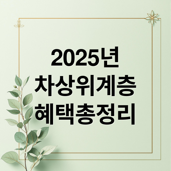 2025년
차상위계층
혜택총정리 (차상위계층 혜택 총정리: 놓치기 쉬운 지원금은?)