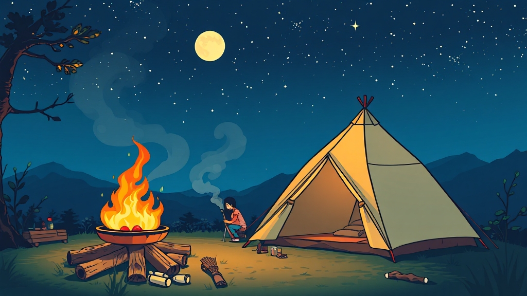 캠핑 준비물 및 팁 (illustration 스타일)