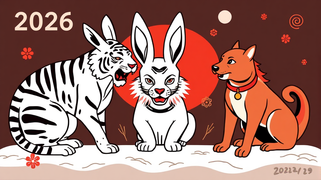 2026년 띠별 사고/건강 주의 운세 (illustration 스타일)
