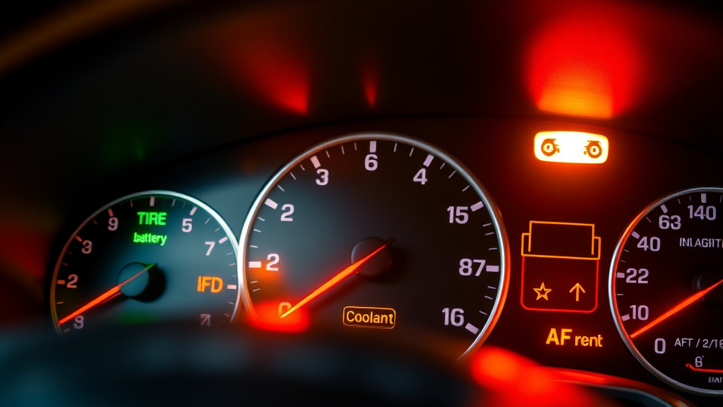 타이어 공기압, 배터리, 냉각수: 알아두면 유용한 경고등 (realistic 스타일)