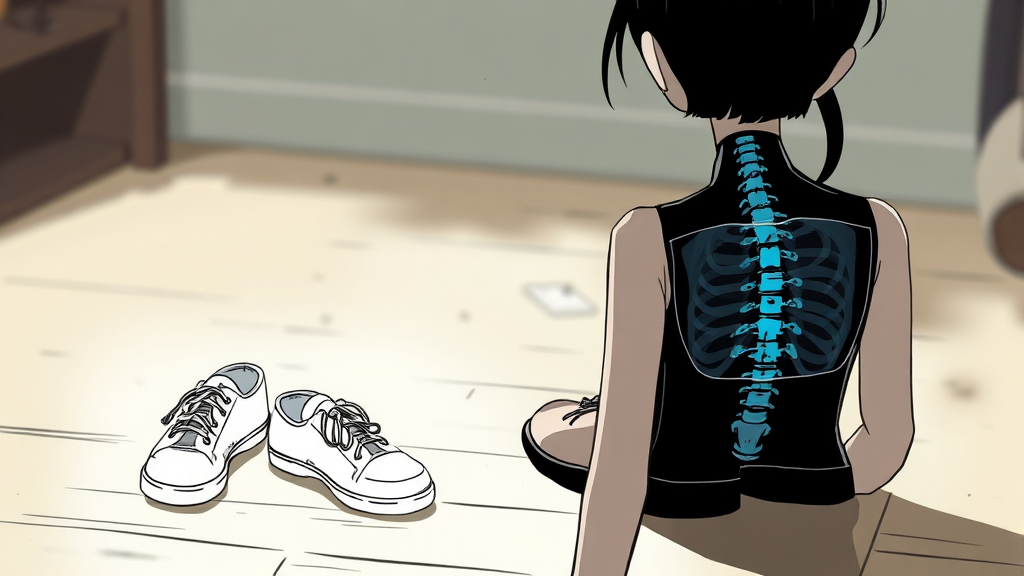 척추측만증, 집에서 자가 진단해 보세요! (illustration 스타일)