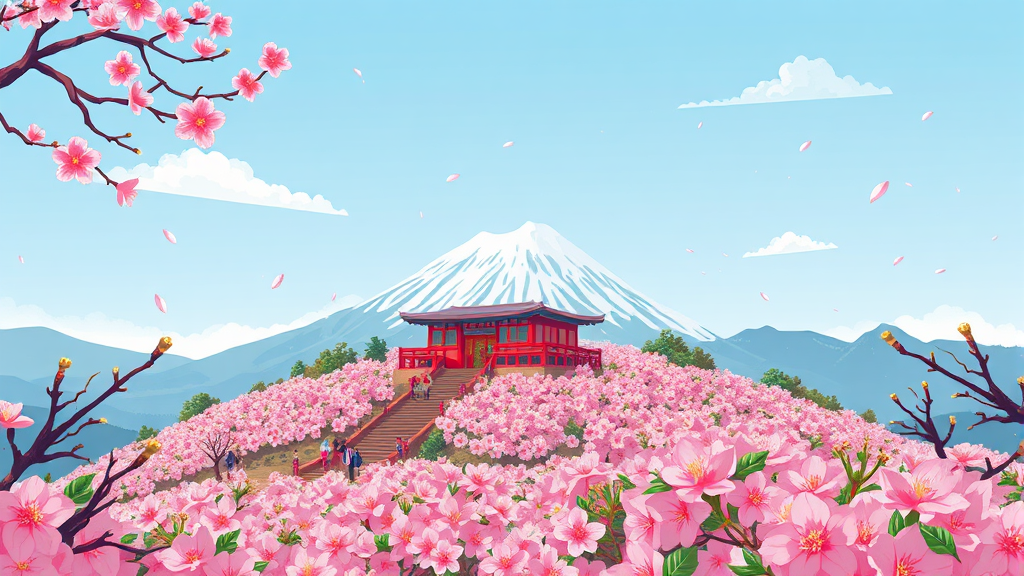 영취산 진달래 축제: 축제 정보와 즐길 거리 (illustration 스타일)