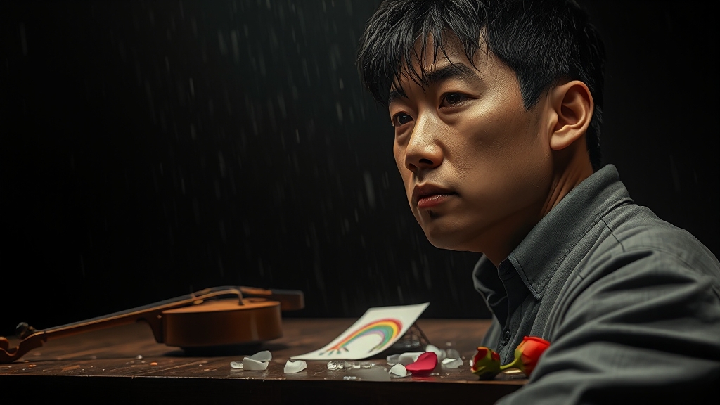 슬픔을 담아낸 무대 연출 (realistic 스타일)
