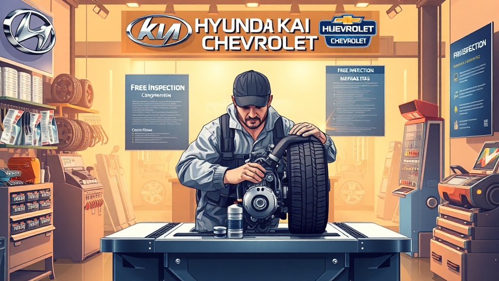 브랜드별 무상 점검 서비스 비교 (illustration 스타일)