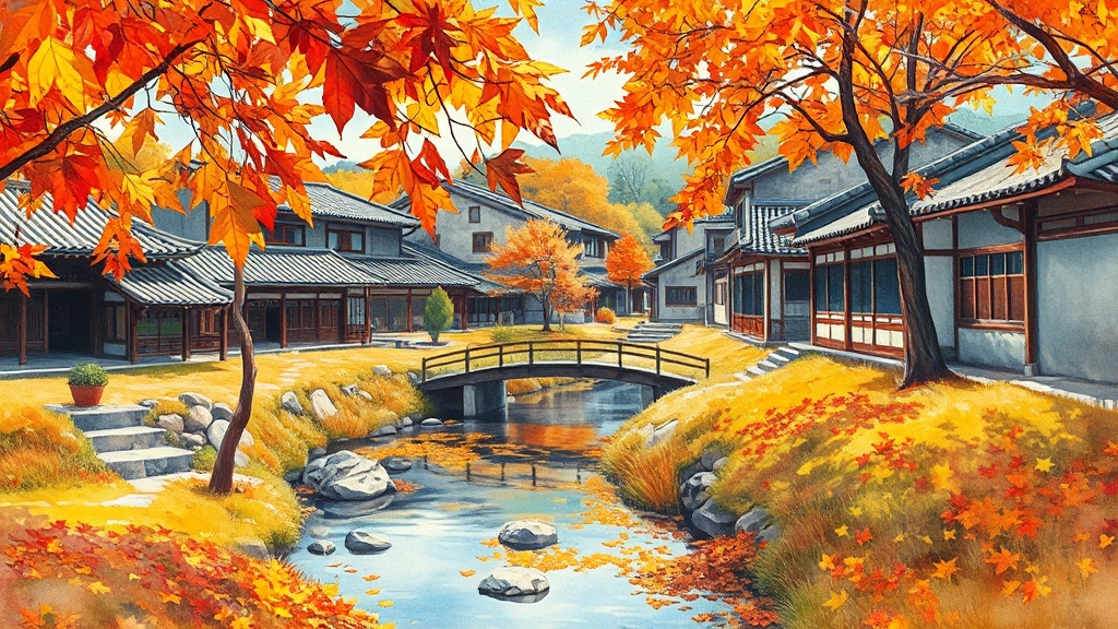 한옥마을, 전통과 가을의 만남 (realistic 스타일)