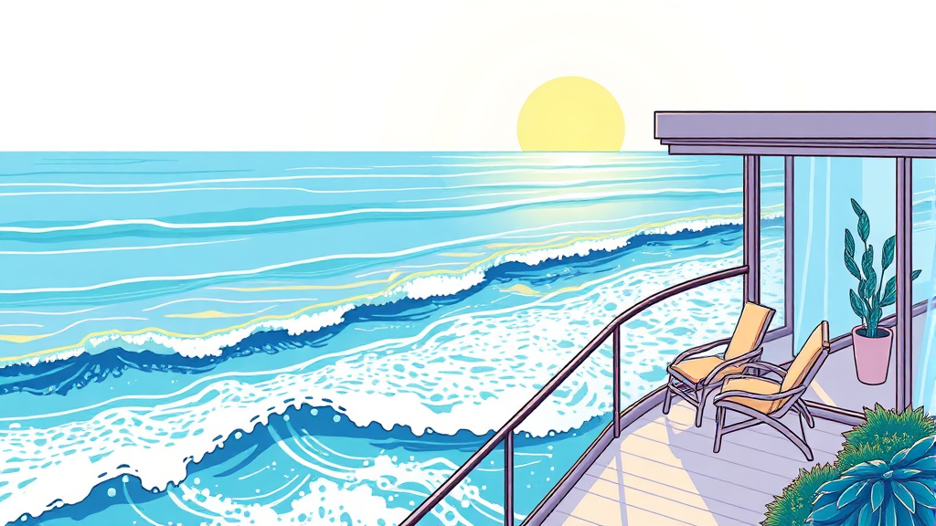 강릉 숙소 추천: 오션뷰 & 가성비 (illustration 스타일)