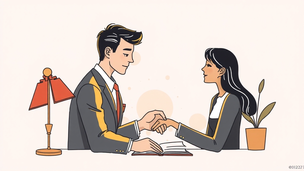 변호사 선임 시 고려사항 (illustration 스타일)