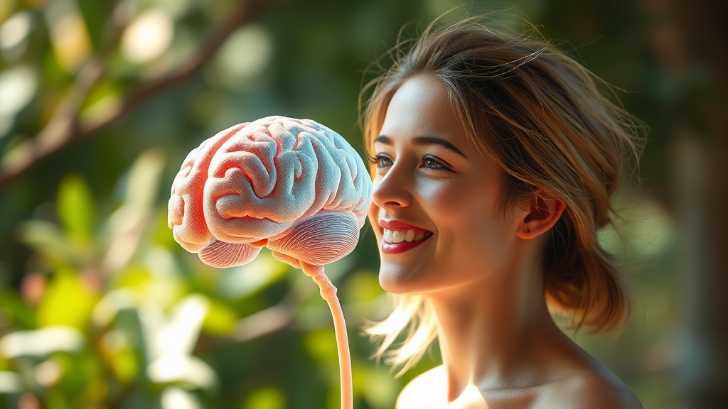 장 건강과 뇌 건강의 연결고리 (realistic 스타일)