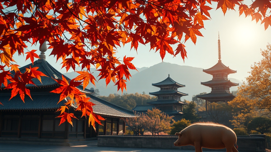 불국사 단풍: 역사와 자연의 만남 (realistic 스타일)