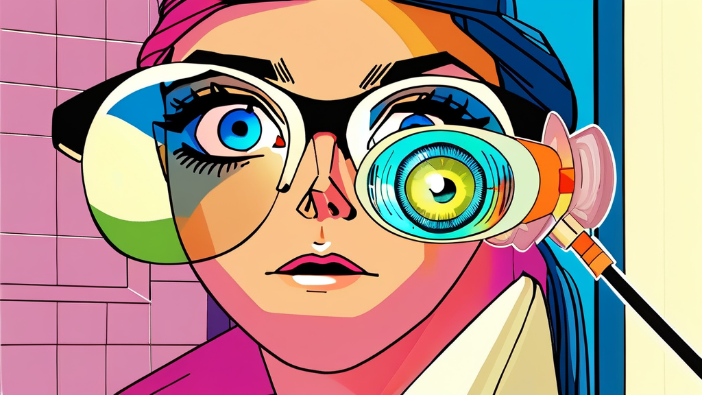 백내장 자가진단법과 정밀 검사의 중요성 (cartoon 스타일)