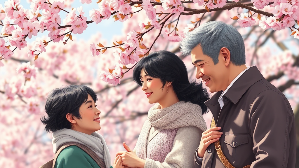 벚꽃과 관련된 문화와 추억 (realistic 스타일)