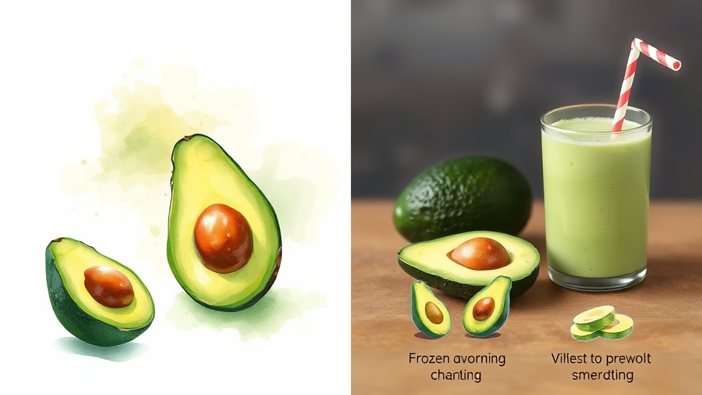 아보카도, 제대로 알고 보관하기 (watercolor 스타일)