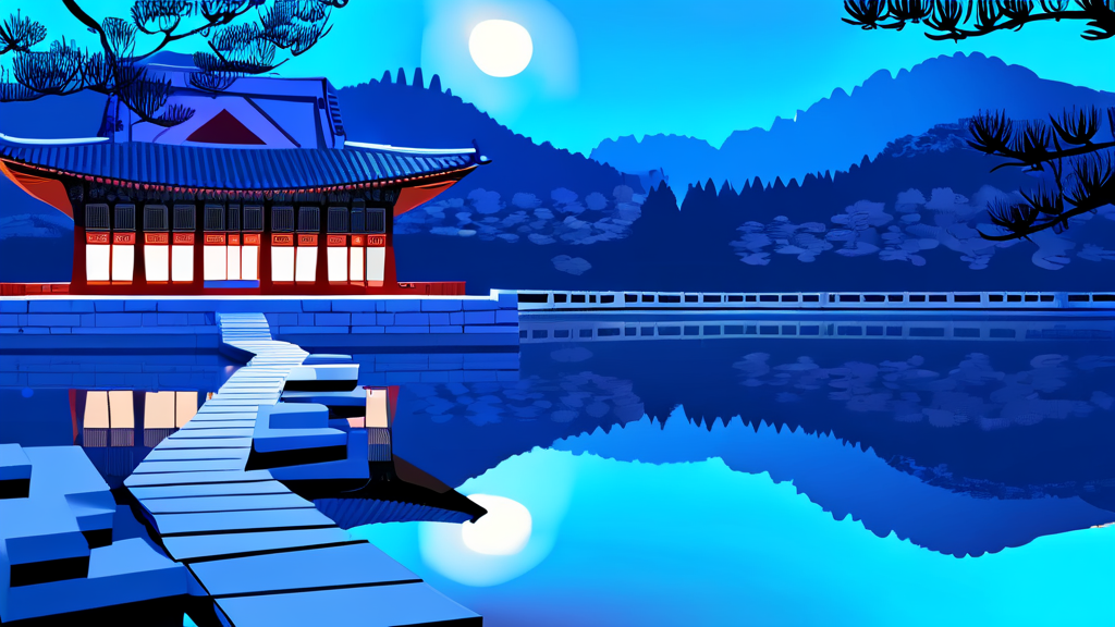사진으로 남기는 아름다운 경복궁 밤의 추억 (illustration 스타일)