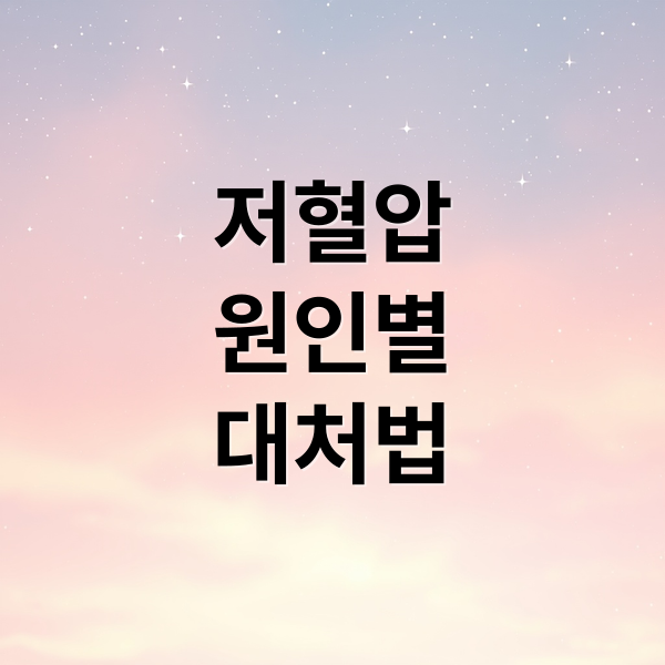 저혈압
원인별
대처법 (저혈압 증상 대처법)