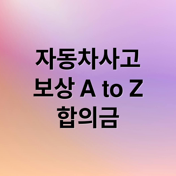 자동차사고
보상 A to Z
합의금 (자동차사고 보상)