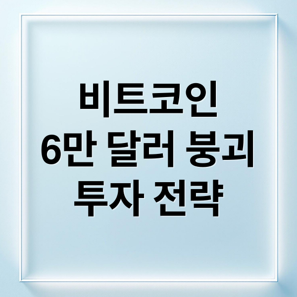비트코인 6만 달러 붕괴! 원인 & 투자 전략 2 비트코인
6만 달러 붕괴
투자 전략 (비트코인 6만6천달러 15개월 최저)