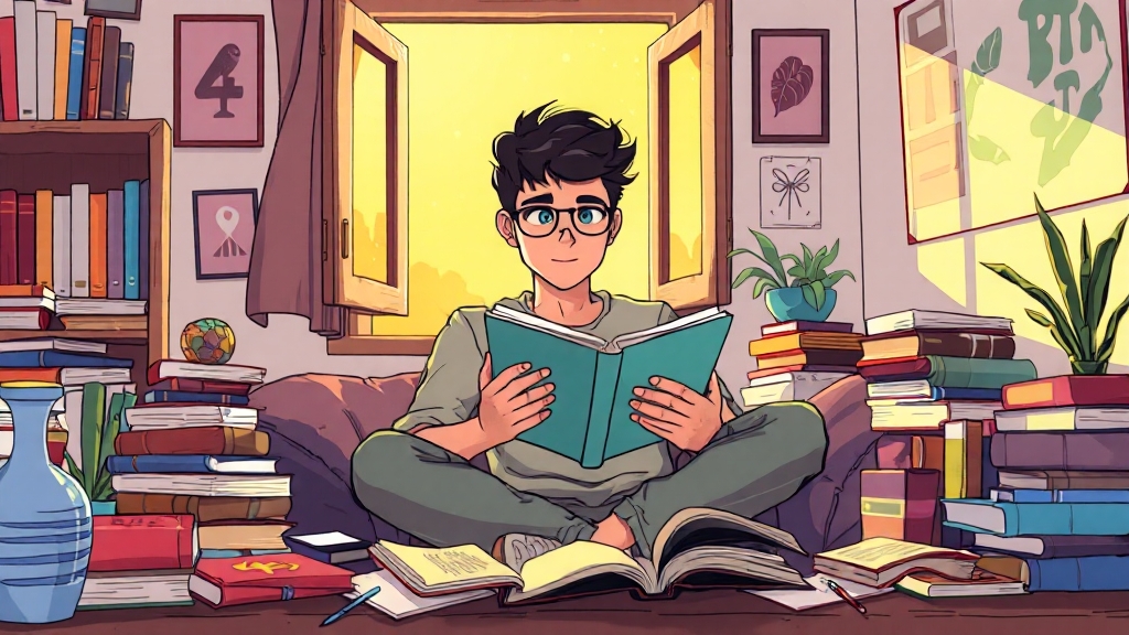 독서와 문해력의 영향 (cartoon 스타일)