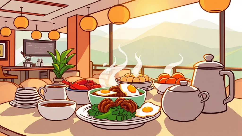 웰파크 호텔 조식: 든든한 하루를 시작하는 맛있는 메뉴 (cartoon 스타일)