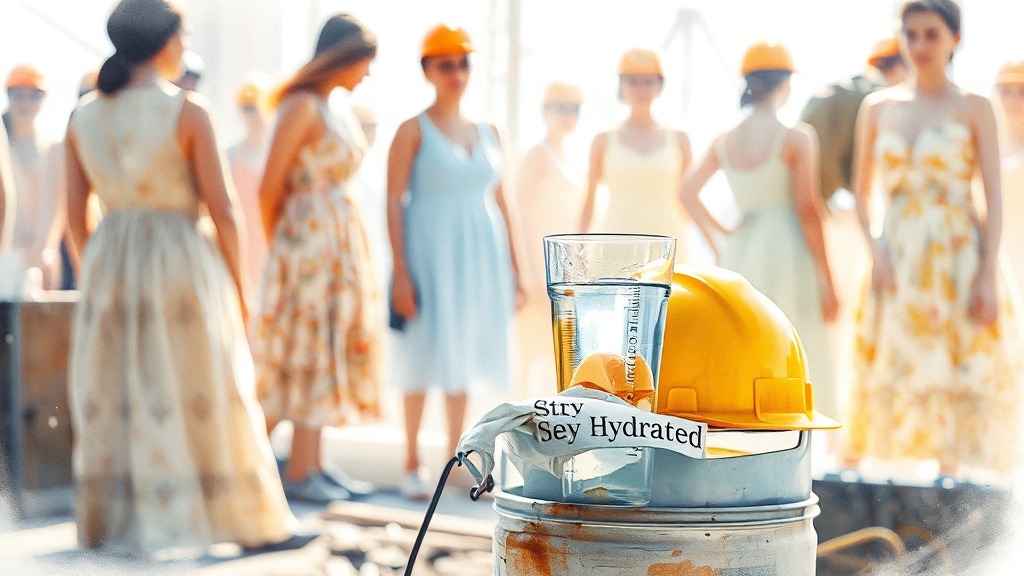 폭염 속 근로자 보호, 왜 중요할까요? (watercolor 스타일)