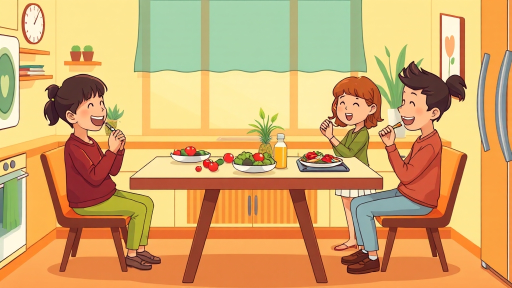 규칙적인 식사 중요성 (cartoon 스타일)