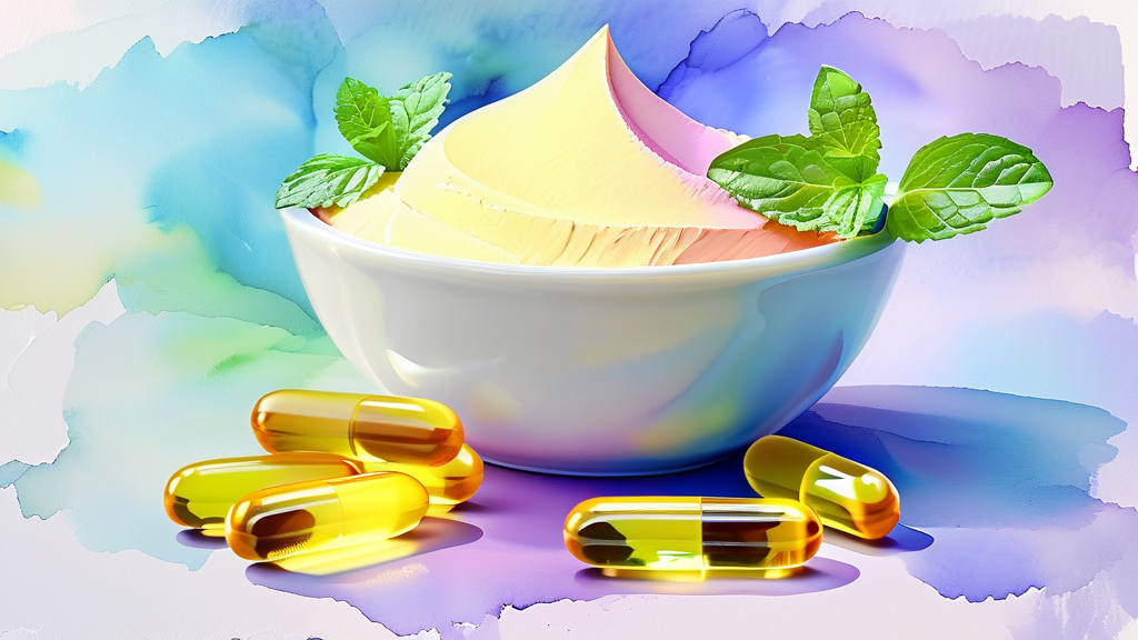 식이섬유 알약의 작용 원리 이해하기 (watercolor 스타일)