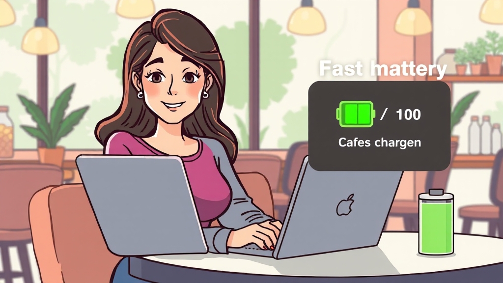 배터리 성능 및 사용 시간 (cartoon 스타일)