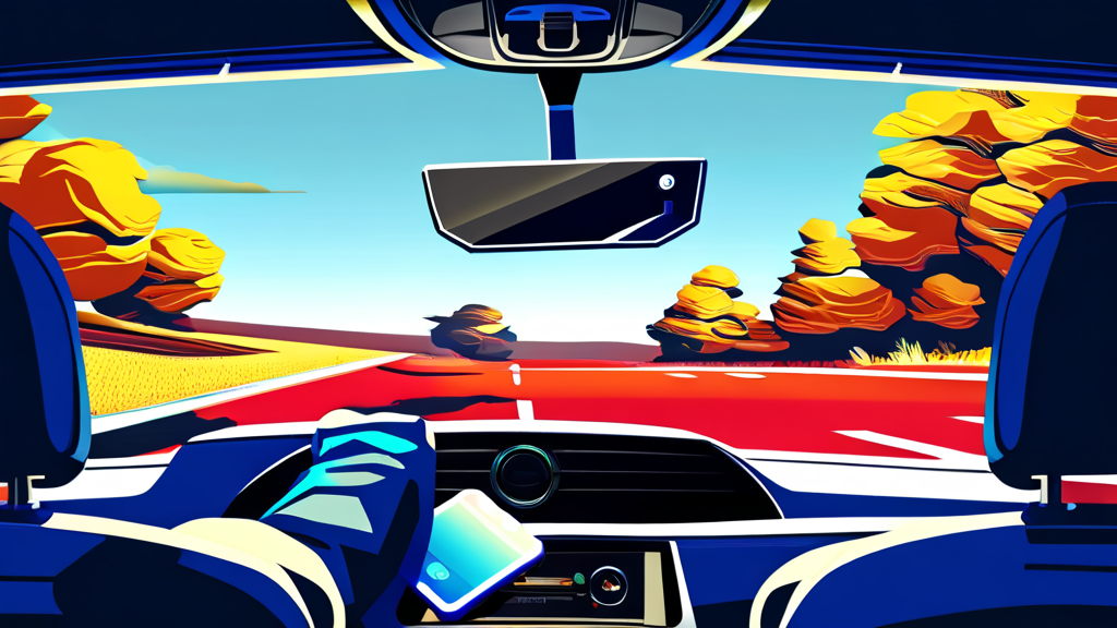 차량 스피커와 휴대폰 연결, 음악 감상 및 통화 방법 (illustration 스타일)