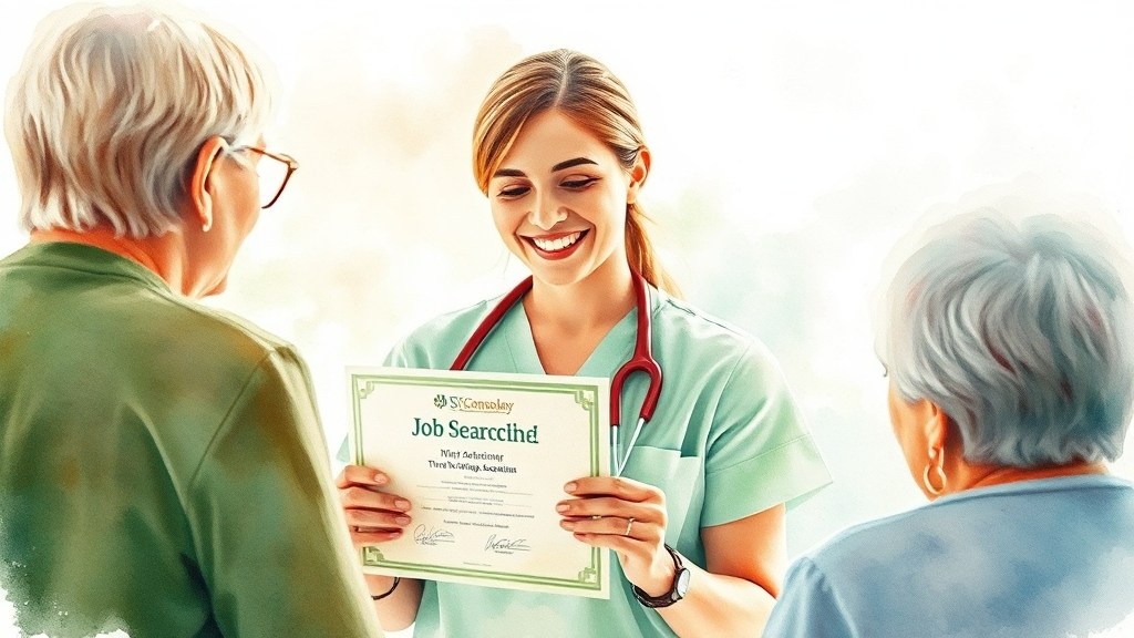 신청 방법 및 취업 (watercolor 스타일)