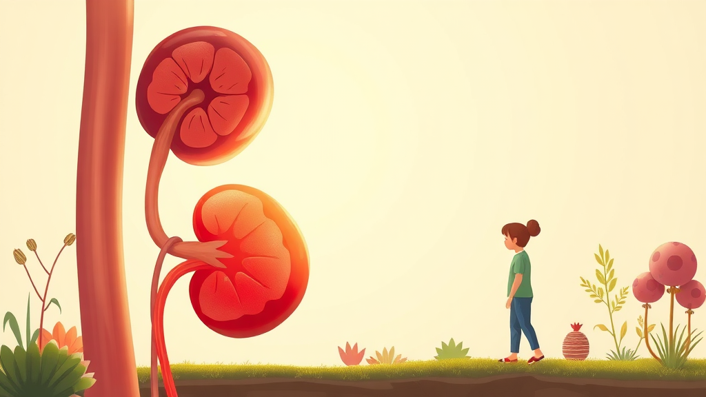 다낭성 신장 질환의 합병증과 예후 (realistic 스타일)