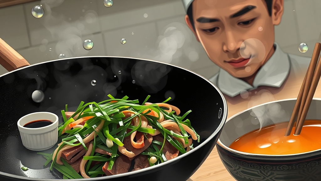 미역과 소고기 함께 볶기 (illustration 스타일)