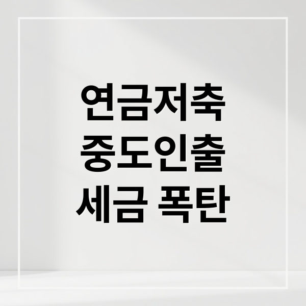 연금저축 중도인출 세금 폭탄 주의 가이드