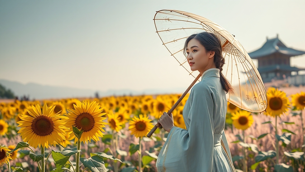 첨성대 해바라기밭 사진 명소 및 촬영 팁 (realistic 스타일)