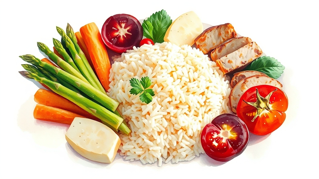 당뇨 쌀 선택 및 섭취법 (watercolor 스타일)