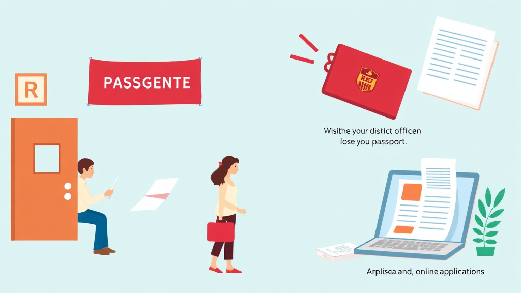 해외에서 여권 분실 시, 긴급 여권 발급 절차 (illustration 스타일)