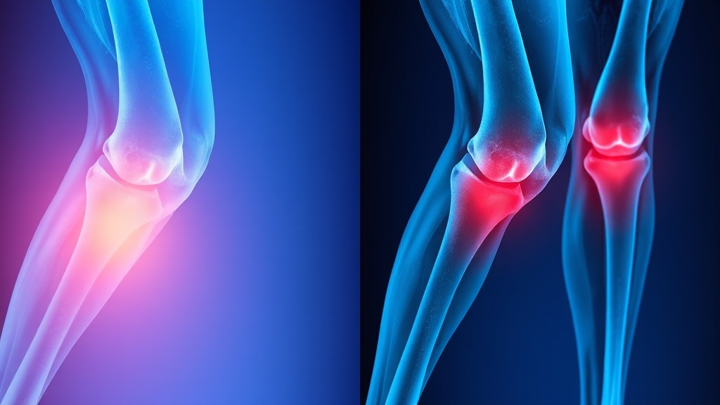 퇴행성 관절염 진행 단계별 증상 (watercolor 스타일)