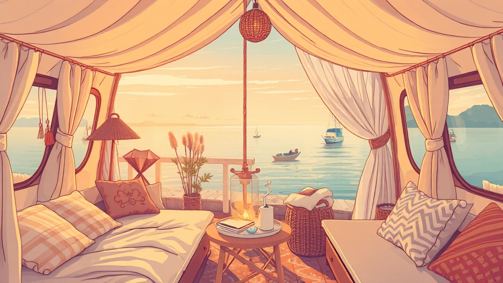 카라반 내부 시설 상세 안내 (illustration 스타일)