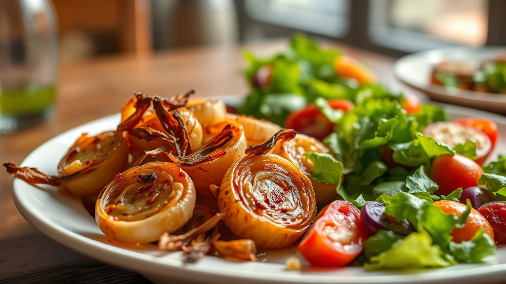 건강한 식탁, 구운 양파와 함께! (realistic 스타일)