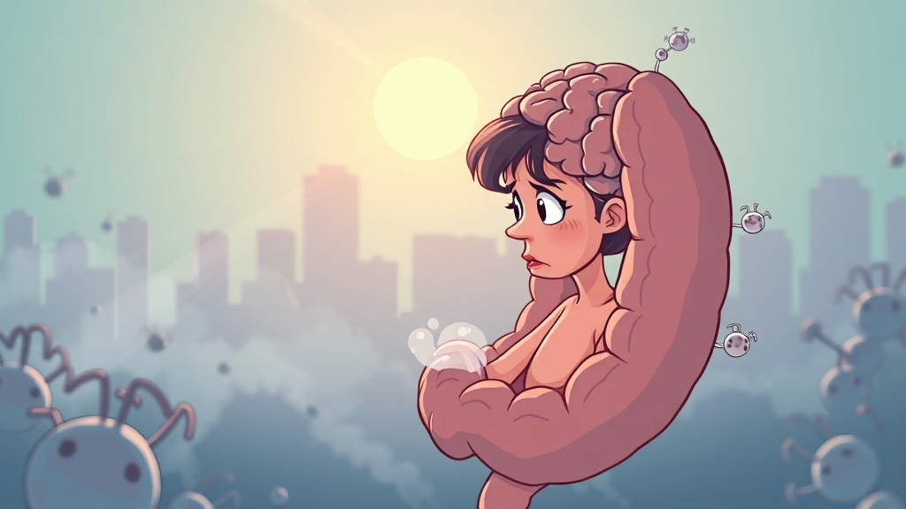 장내 미생물 불균형이 불면증 유발? (cartoon 스타일)