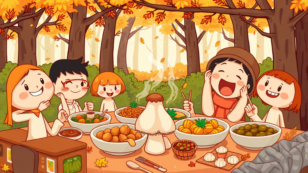 참송이버섯 요리 레시피: 맛의 향연 (cartoon 스타일)