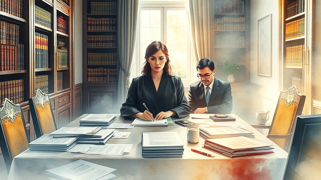 합의금 협상 전략 (watercolor 스타일)