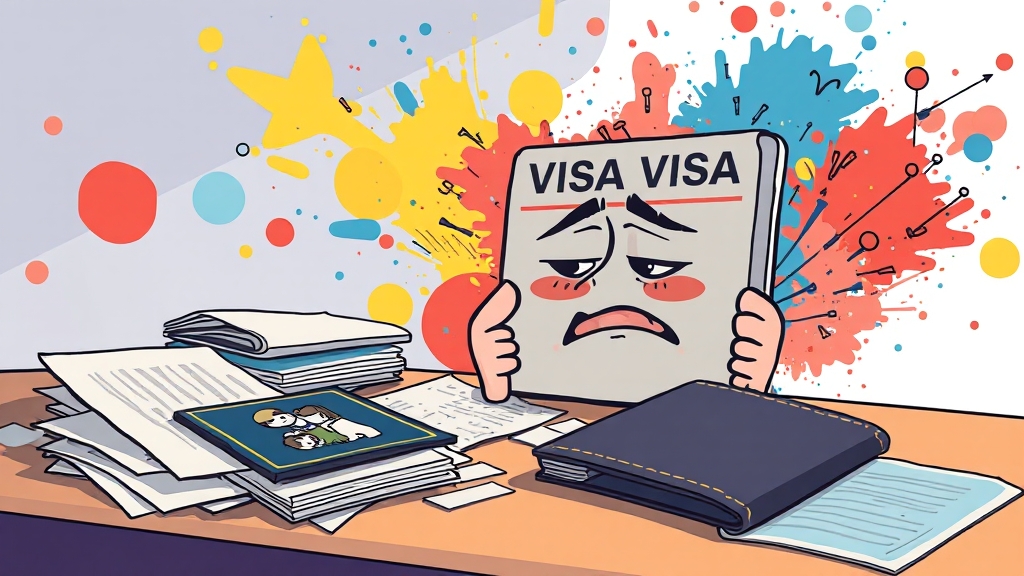 비자 거절 시 대처 및 재신청 (cartoon 스타일)
