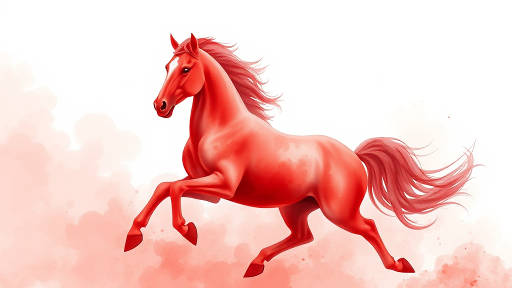 2026년, 붉은 말의 해 (watercolor 스타일)