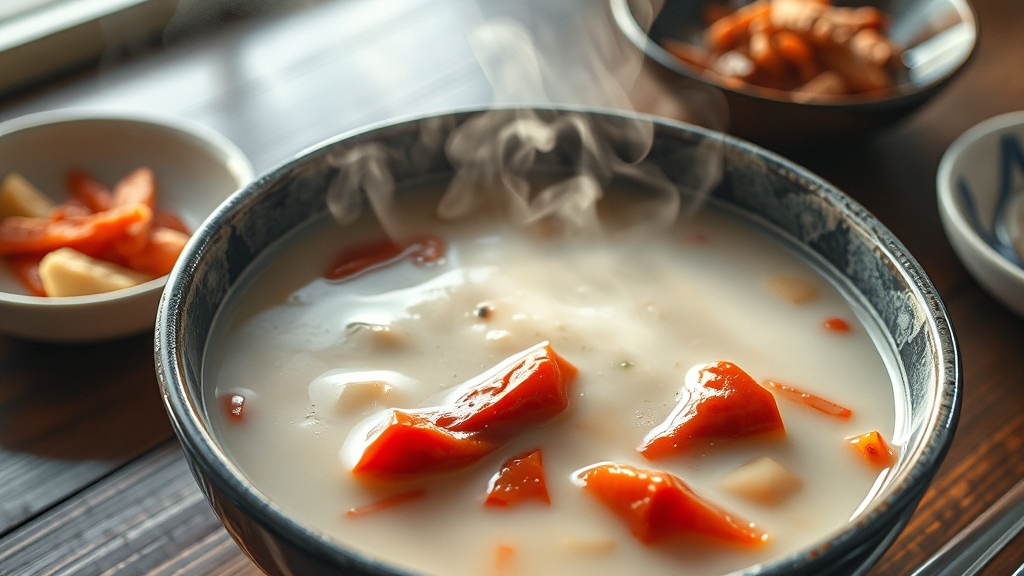 설렁탕과 깍두기 (realistic 스타일)